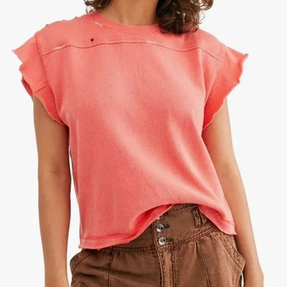 Coral Free People We The Free Warrior Sleeveless Women's Top Size Medium - Picture 1 of 6